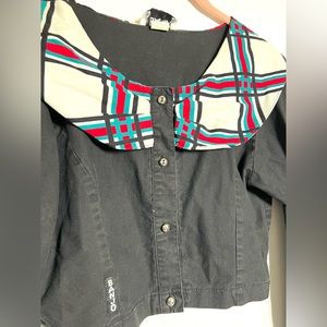 Vintage Banjo Dallas Black Plaid Cropped Western Shirt Size Medium Made in USA